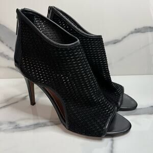 Donald J Pliner | Women's Black Perforated Suede Peep Toe Ashlyn Booties Sz 8.5